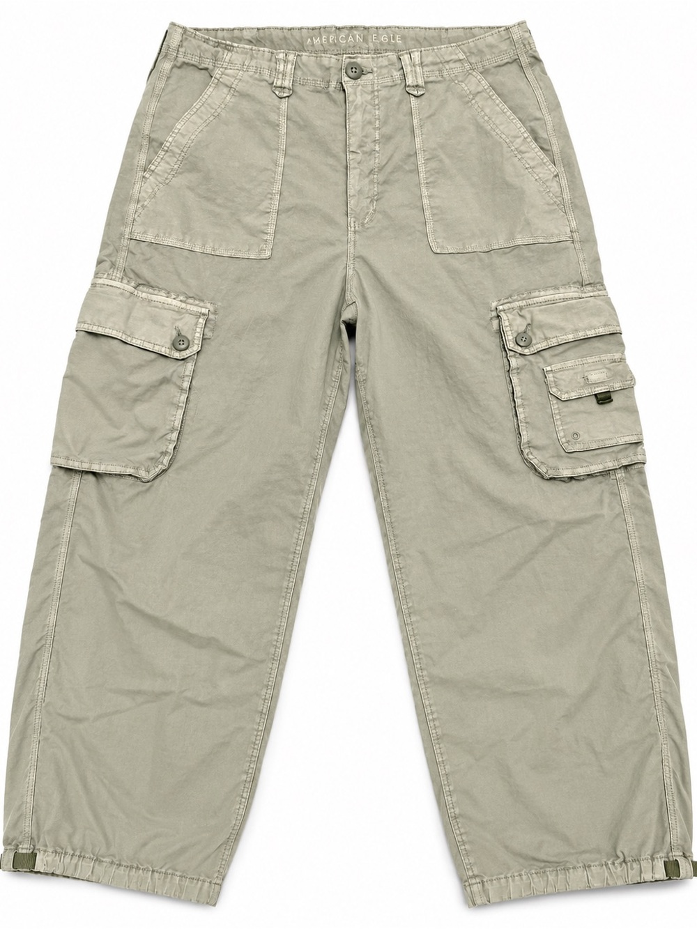 American Eagle Baggy Jogger Cargo Pants Olive Green Size 18 Short Stretch